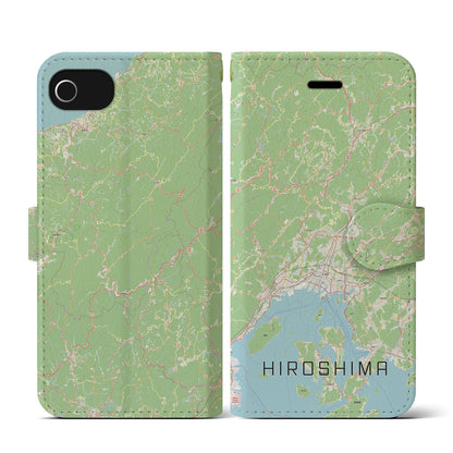 【広島2（広島県）】地図柄iPhoneケース（手帳タイプ）ナチュラル・iPhone SE（第3 / 第2世代） / 8 / 7 / 6s / 6 用