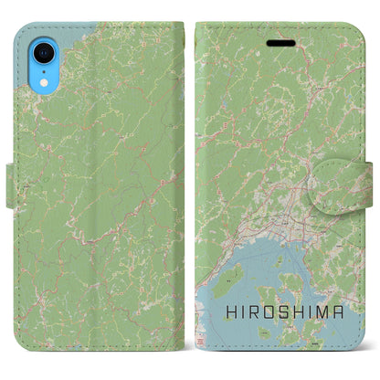 【広島2（広島県）】地図柄iPhoneケース（手帳タイプ）ナチュラル・iPhone XR 用