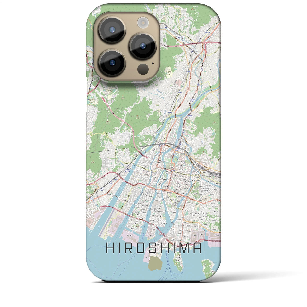 【広島】地図柄iPhoneケース（バックカバータイプ・ナチュラル）iPhone 14 Pro Max 用
