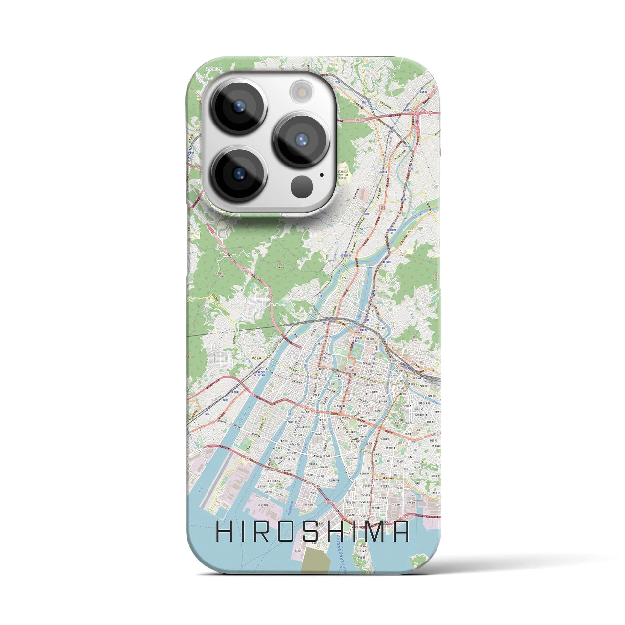 【広島】地図柄iPhoneケース（バックカバータイプ・ナチュラル）iPhone 14 Pro 用