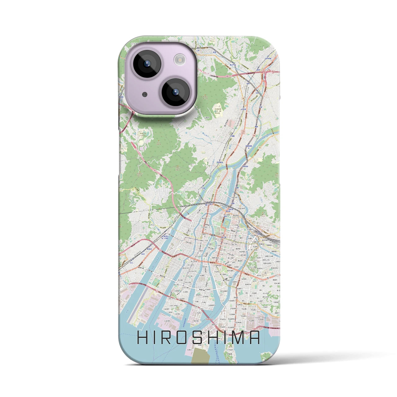 【広島】地図柄iPhoneケース（バックカバータイプ・ナチュラル）iPhone 14 用