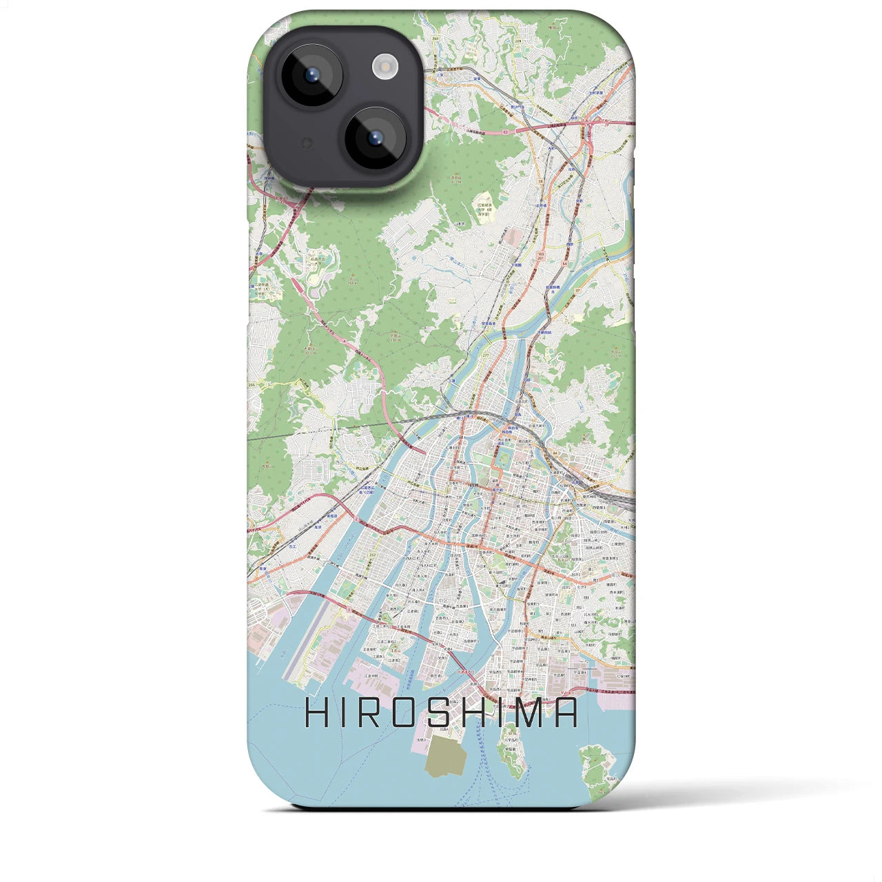 【広島】地図柄iPhoneケース（バックカバータイプ・ナチュラル）iPhone 14 Plus 用
