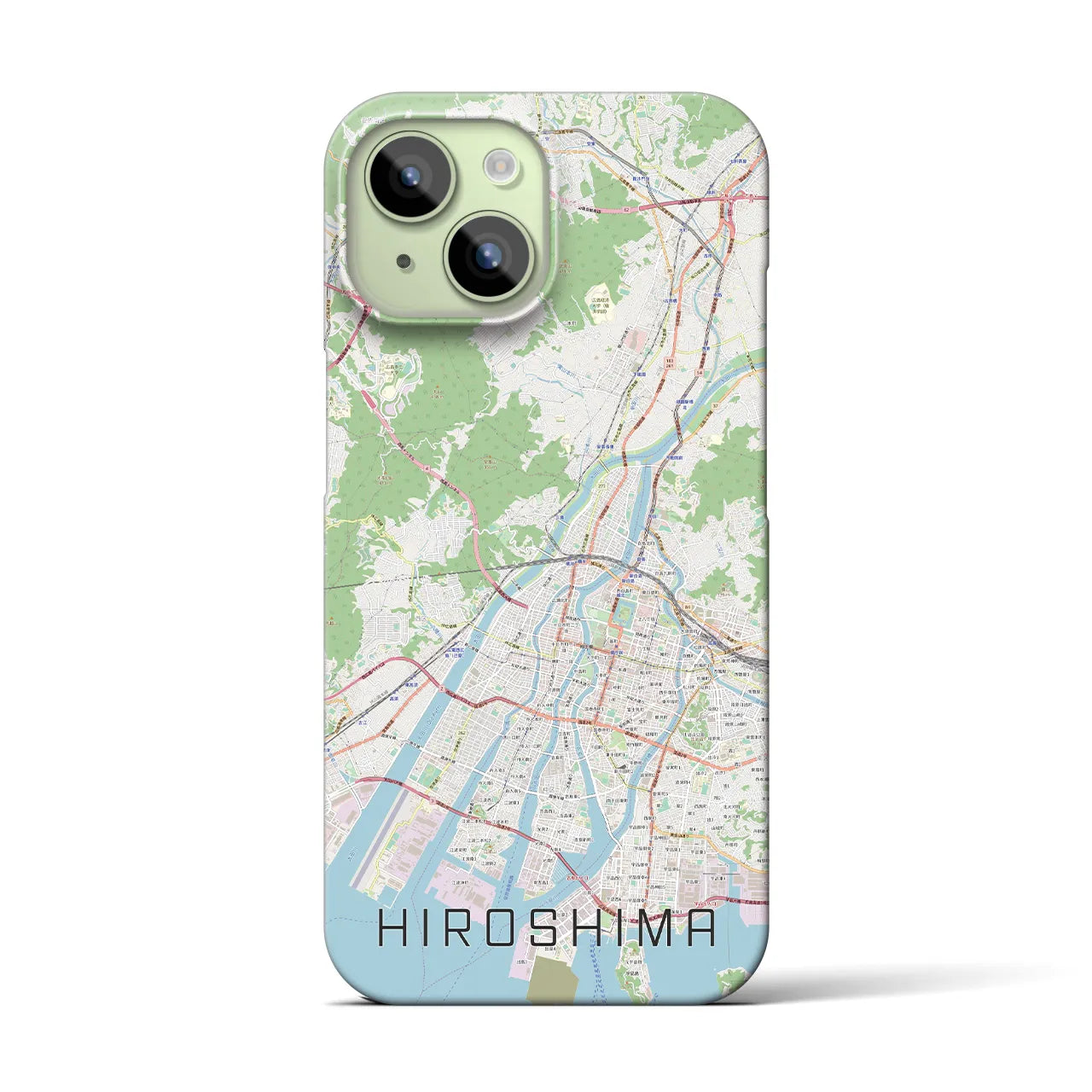 【広島】地図柄iPhoneケース（バックカバータイプ・ナチュラル）iPhone 15 用