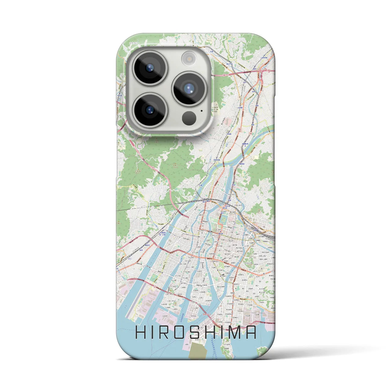 【広島】地図柄iPhoneケース（バックカバータイプ・ナチュラル）iPhone 15 Pro 用
