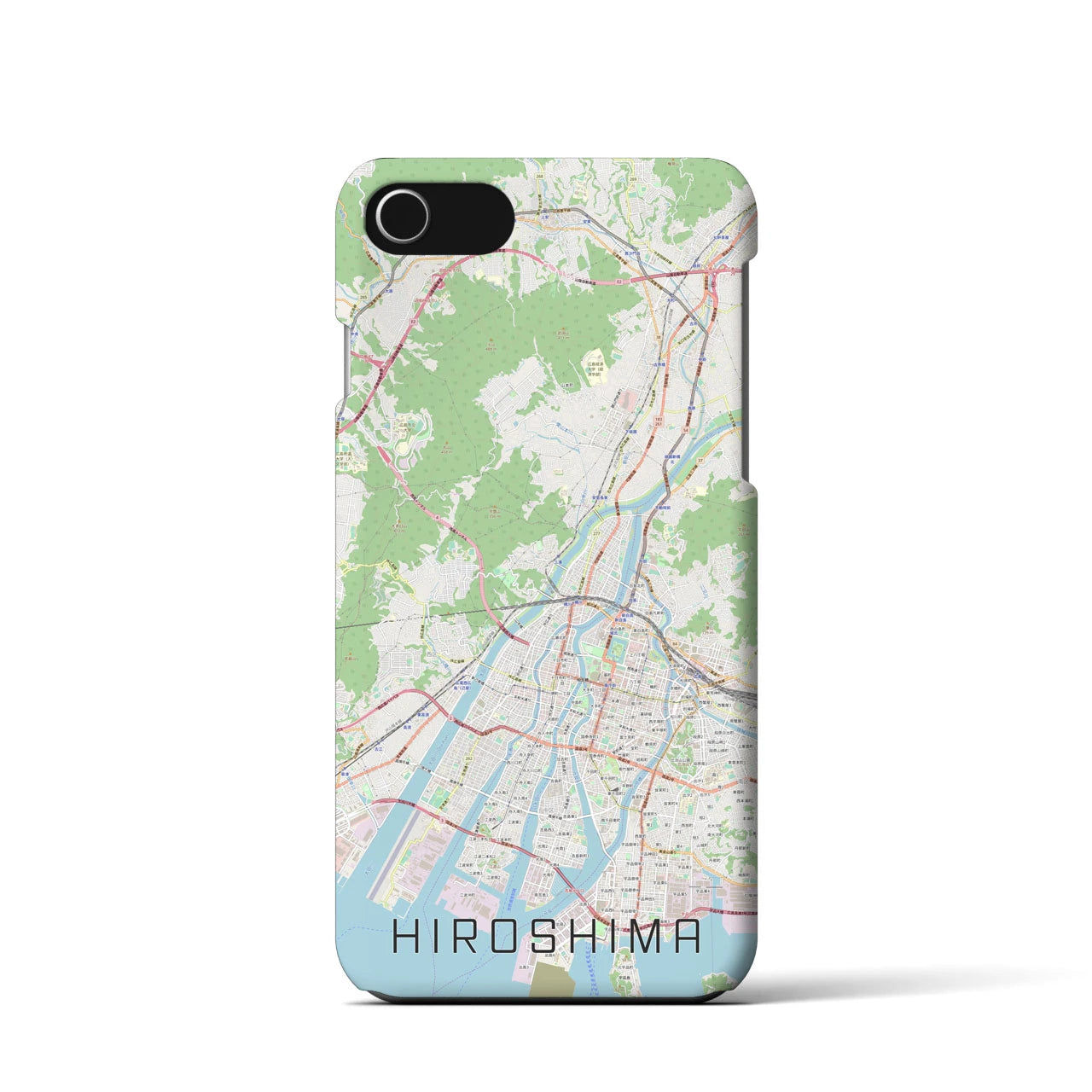 【広島】地図柄iPhoneケース（バックカバータイプ・ナチュラル）iPhone SE（第3 / 第2世代） / 8 / 7 / 6s / 6 用