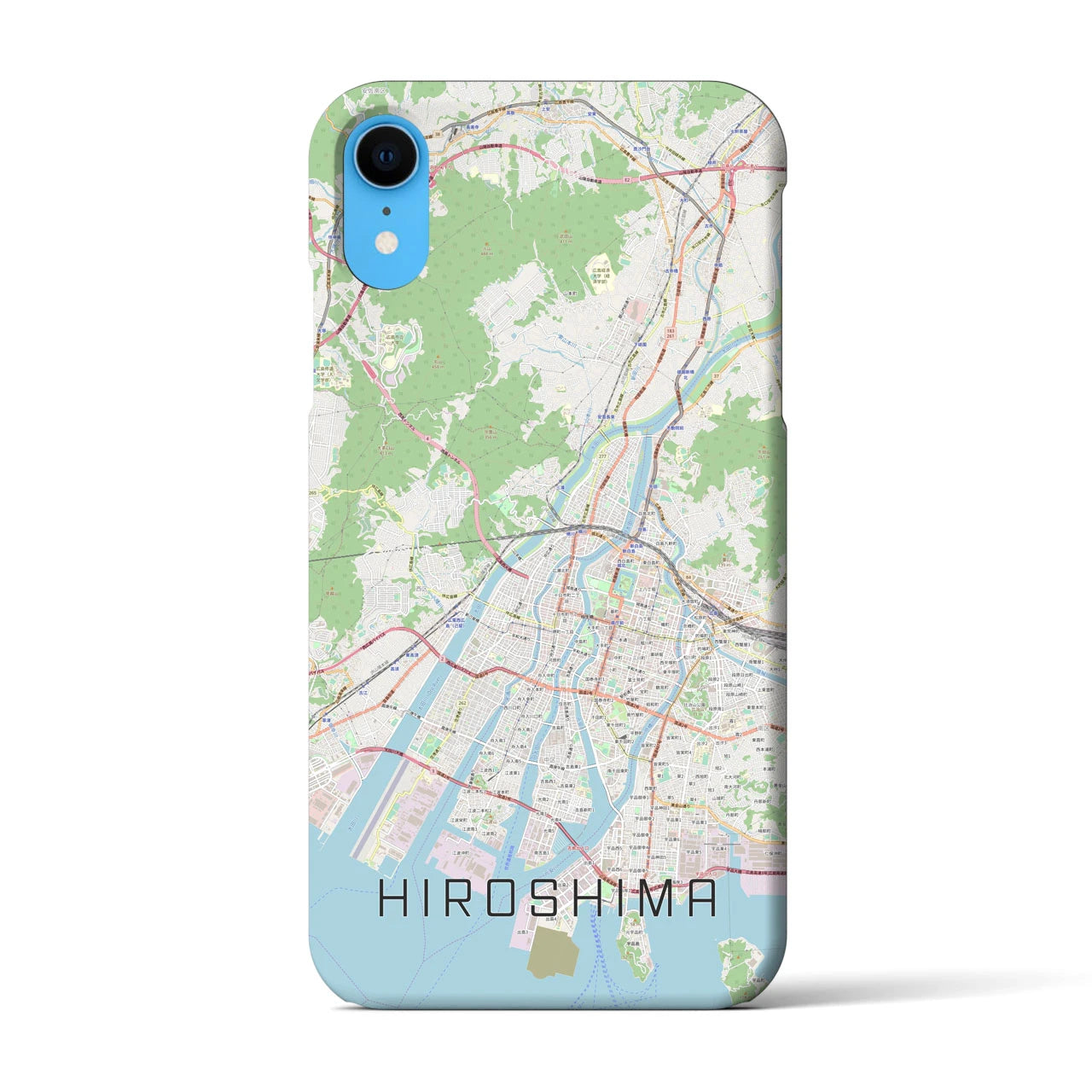 【広島】地図柄iPhoneケース（バックカバータイプ・ナチュラル）iPhone XR 用