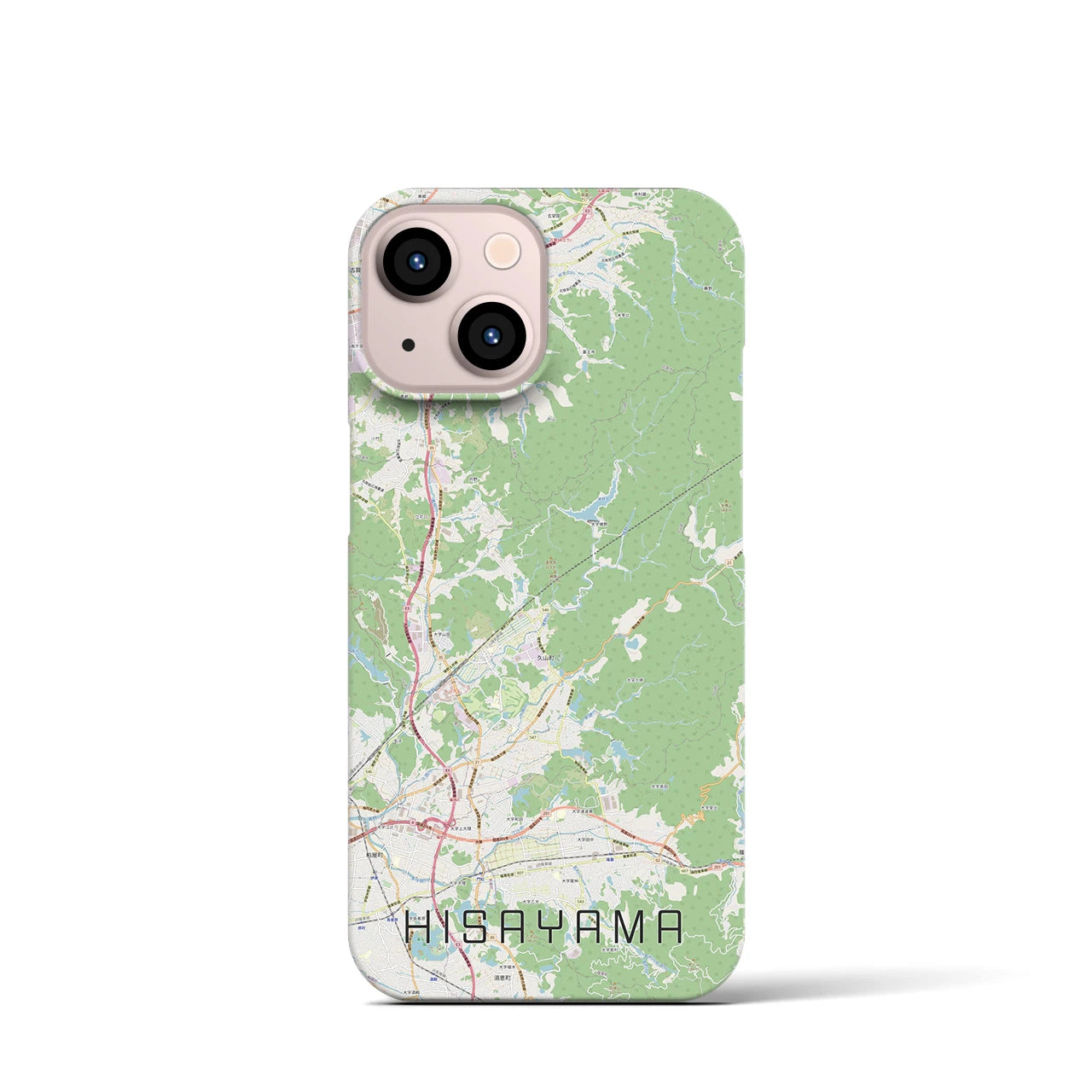 【久山】地図柄iPhoneケース（バックカバータイプ・ナチュラル）iPhone 13 mini 用