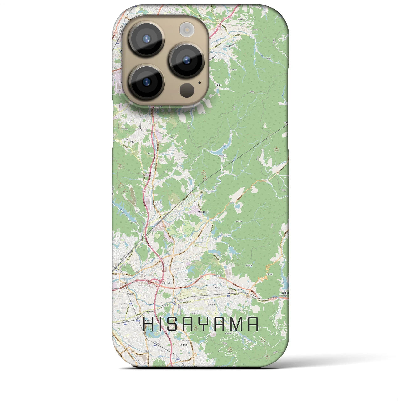 【久山】地図柄iPhoneケース（バックカバータイプ・ナチュラル）iPhone 14 Pro Max 用