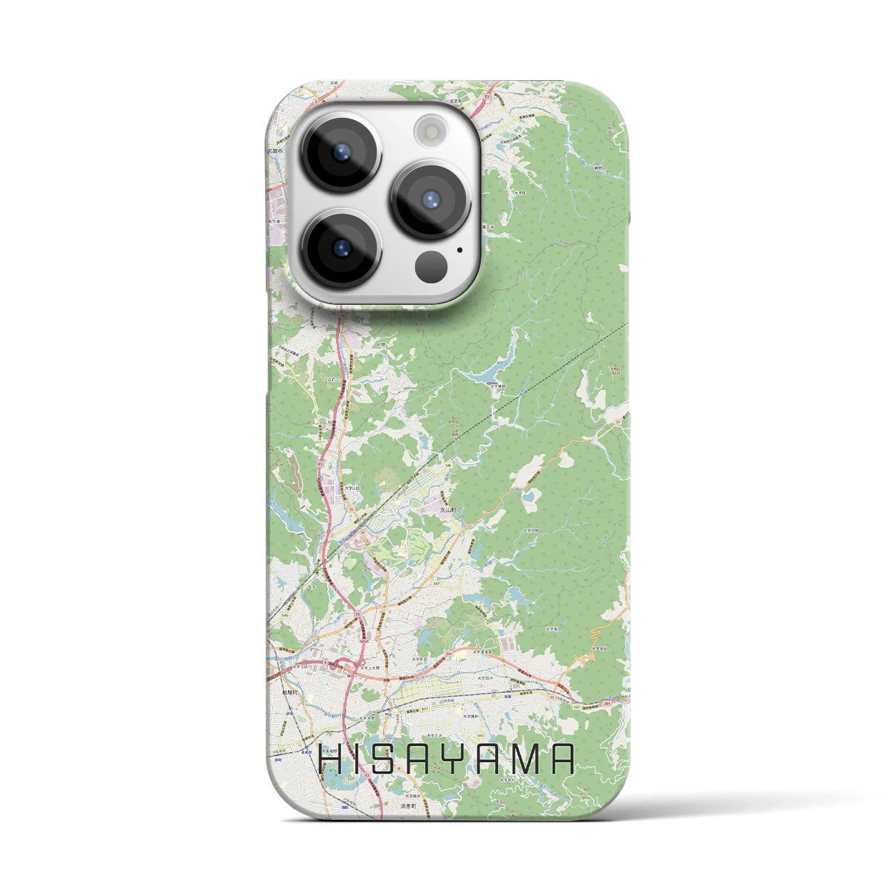 【久山】地図柄iPhoneケース（バックカバータイプ・ナチュラル）iPhone 14 Pro 用
