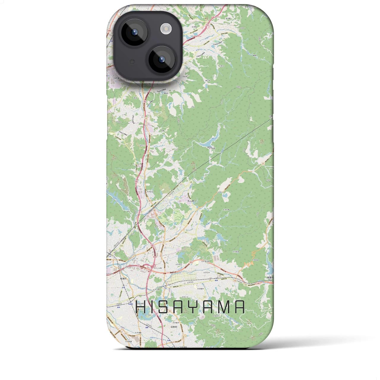 【久山】地図柄iPhoneケース（バックカバータイプ・ナチュラル）iPhone 14 Plus 用
