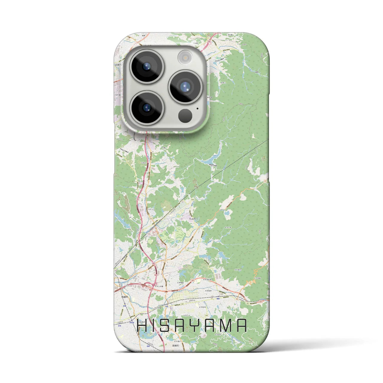 【久山】地図柄iPhoneケース（バックカバータイプ・ナチュラル）iPhone 15 Pro 用