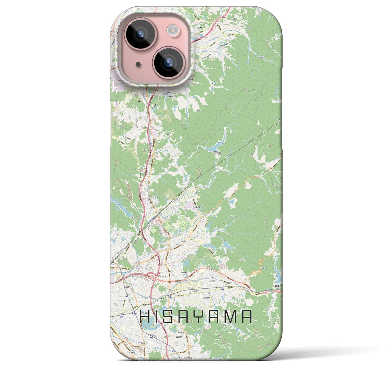 【久山】地図柄iPhoneケース（バックカバータイプ・ナチュラル）iPhone 15 Plus 用