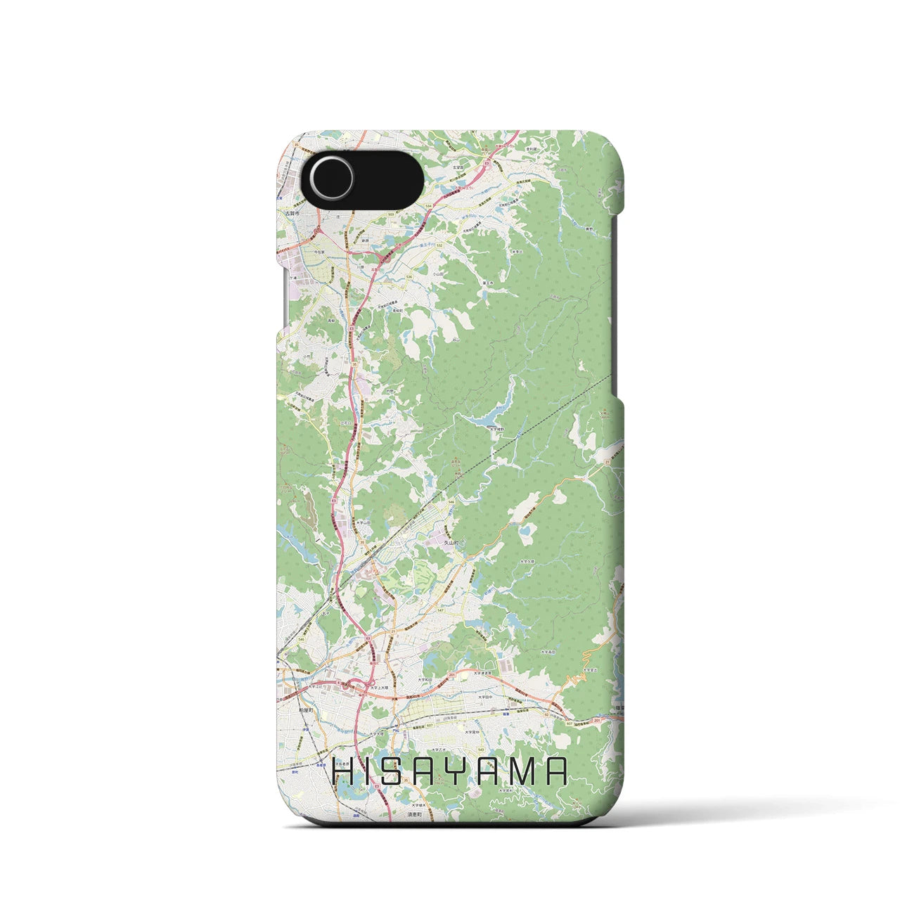 【久山】地図柄iPhoneケース（バックカバータイプ・ナチュラル）iPhone SE（第3 / 第2世代） / 8 / 7 / 6s / 6 用
