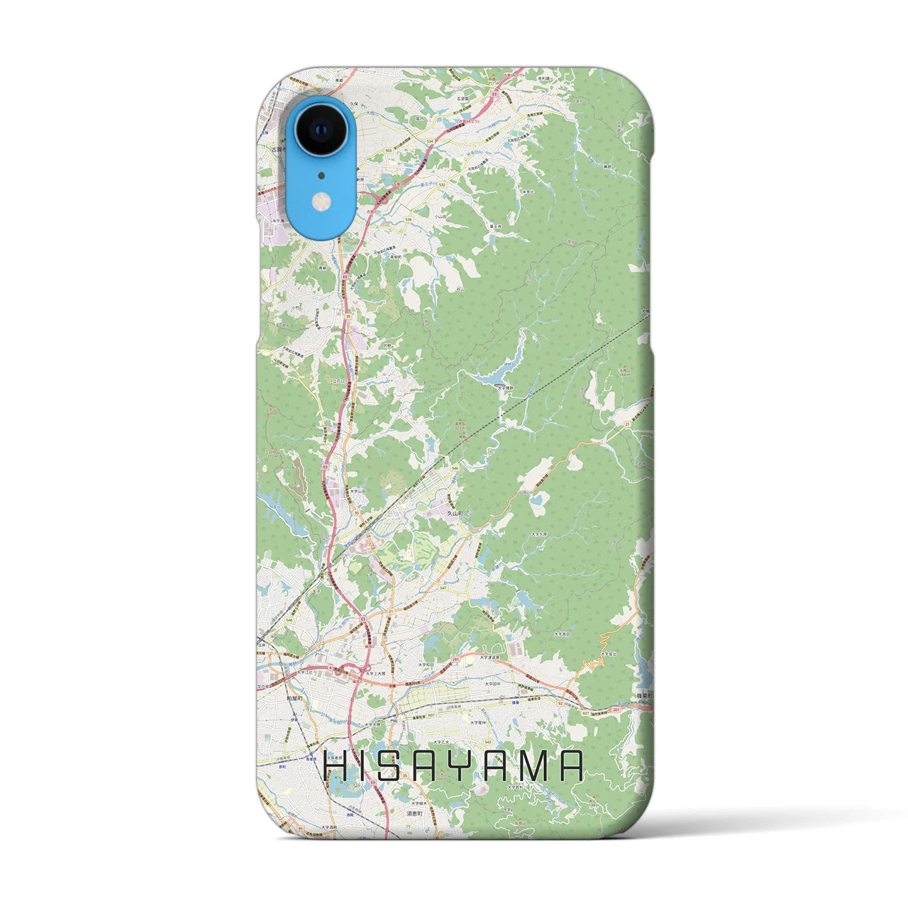 【久山】地図柄iPhoneケース（バックカバータイプ・ナチュラル）iPhone XR 用