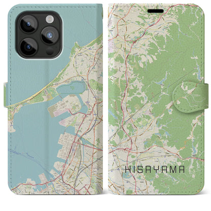 【久山（福岡県）】地図柄iPhoneケース（手帳タイプ）ナチュラル・iPhone 15 Pro Max 用