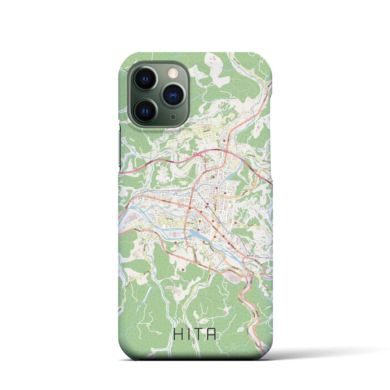 【日田2】地図柄iPhoneケース（バックカバータイプ・ナチュラル）iPhone 11 Pro 用