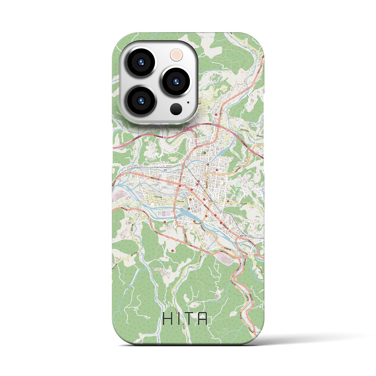 【日田2】地図柄iPhoneケース（バックカバータイプ・ナチュラル）iPhone 13 Pro 用