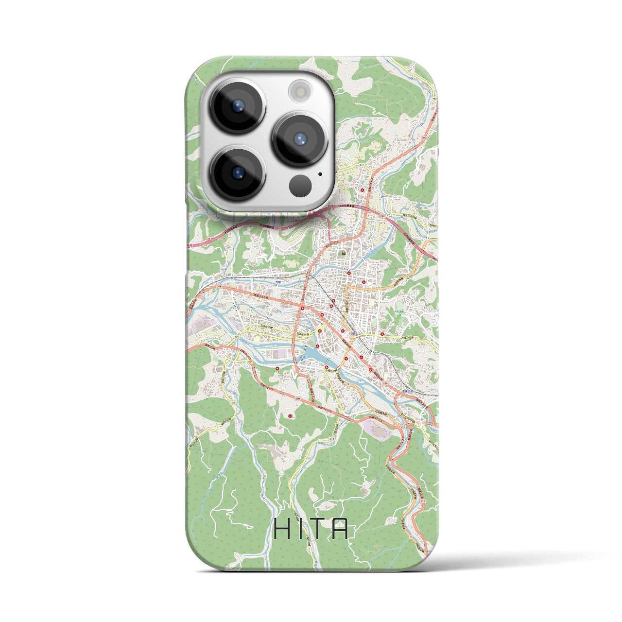 【日田2】地図柄iPhoneケース（バックカバータイプ・ナチュラル）iPhone 14 Pro 用