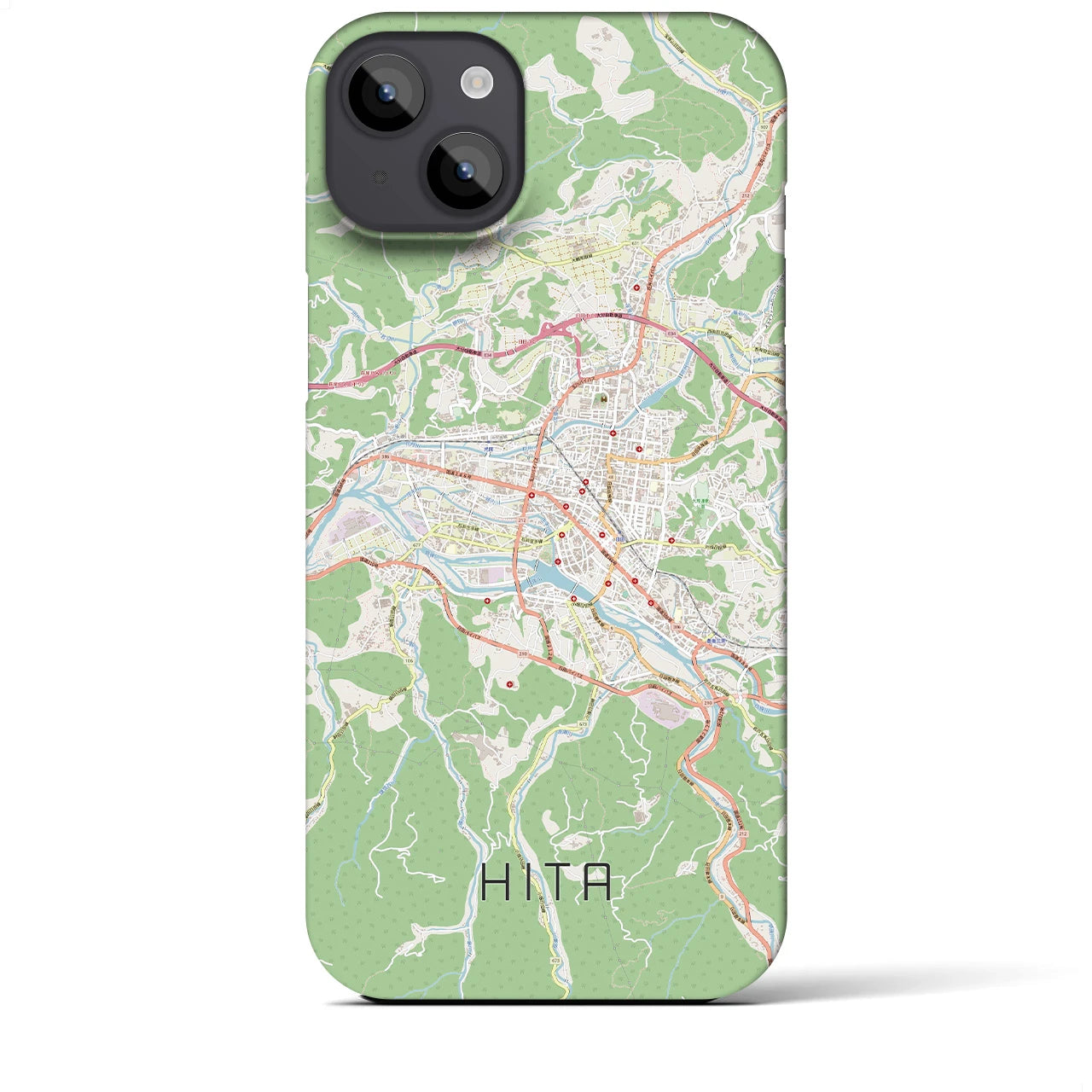 【日田2】地図柄iPhoneケース（バックカバータイプ・ナチュラル）iPhone 14 Plus 用