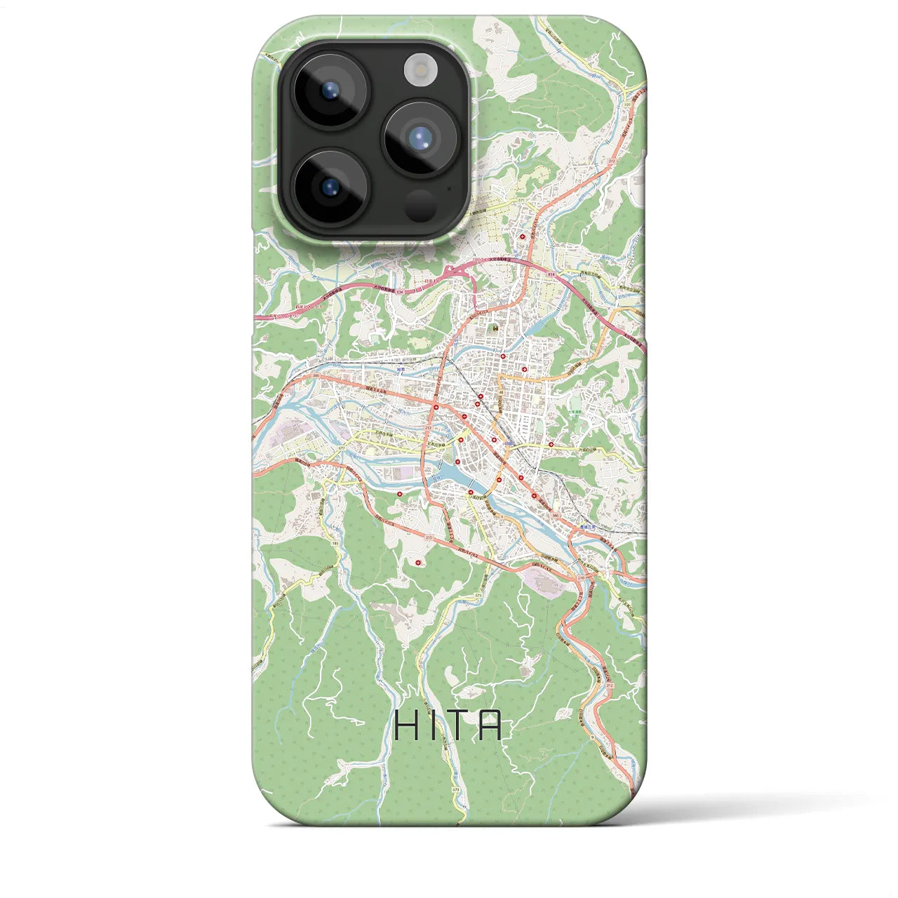 【日田2】地図柄iPhoneケース（バックカバータイプ・ナチュラル）iPhone 15 Pro Max 用