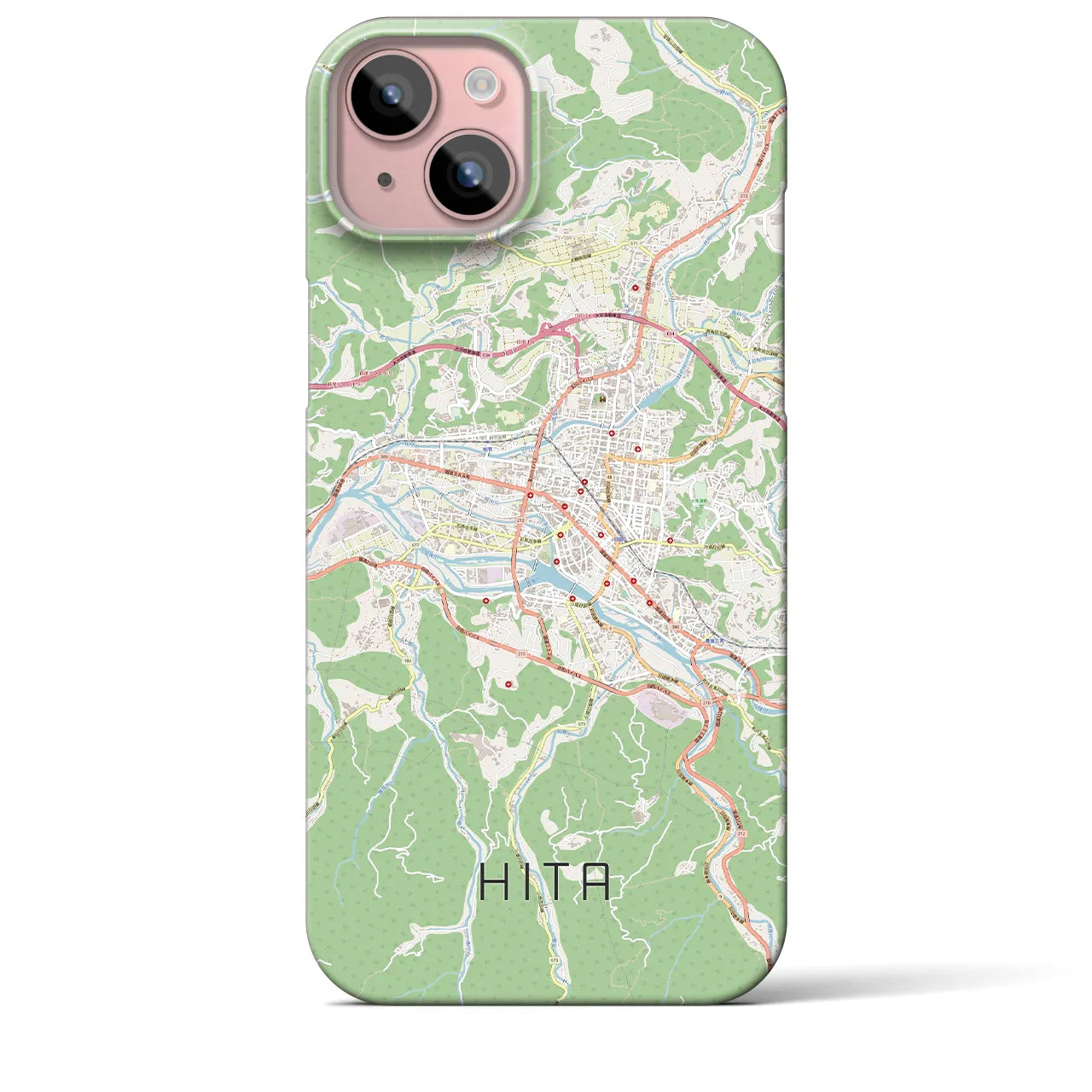 【日田2】地図柄iPhoneケース（バックカバータイプ・ナチュラル）iPhone 15 Plus 用