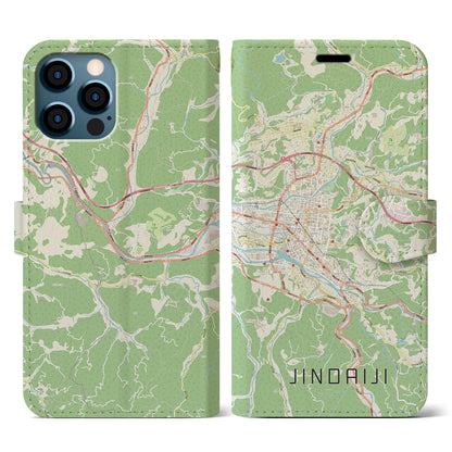 【日田2（大分県）】地図柄iPhoneケース（手帳タイプ）ナチュラル・iPhone 12 / 12 Pro 用
