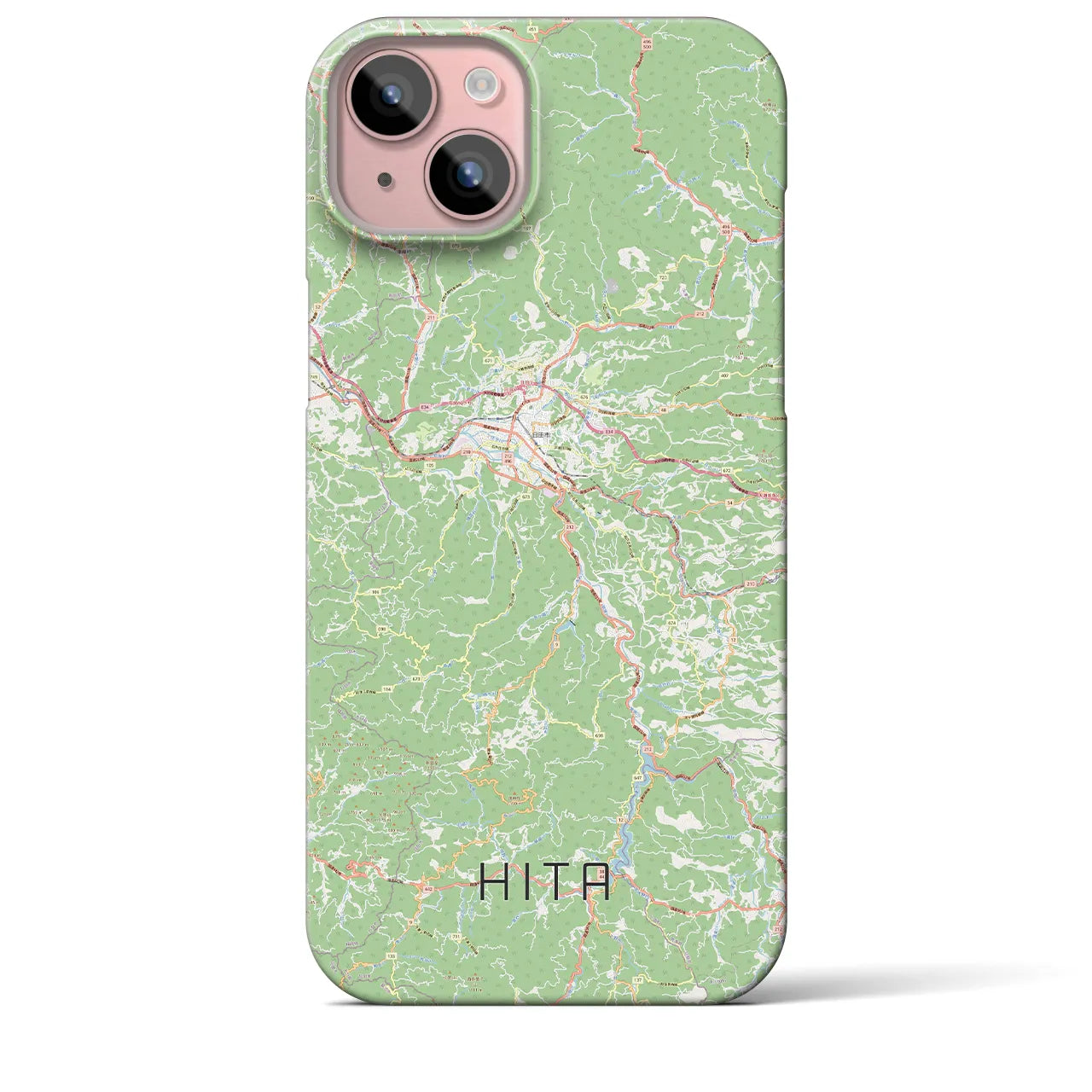 【日田】地図柄iPhoneケース（バックカバータイプ・ナチュラル）iPhone 15 Plus 用