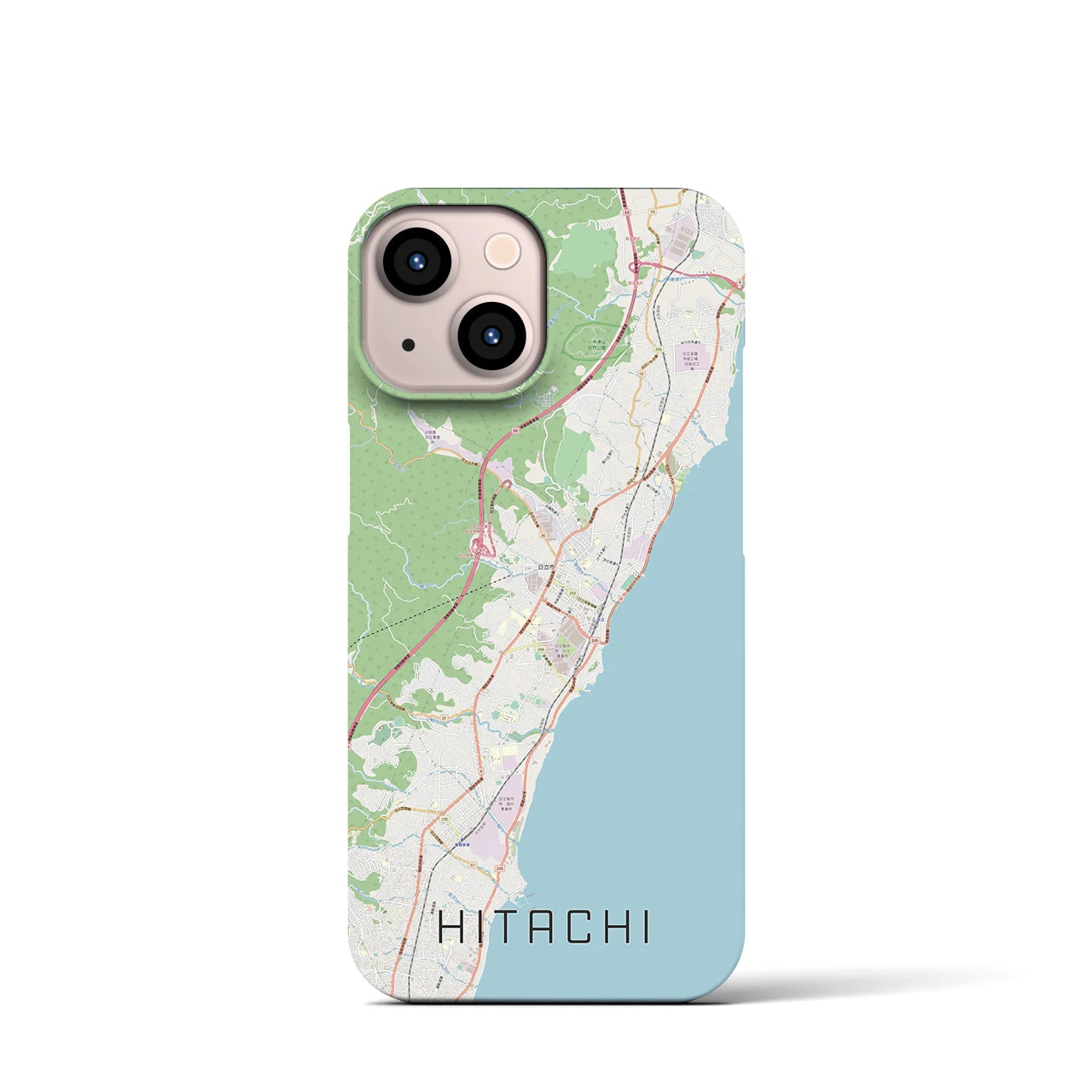 【日立】地図柄iPhoneケース（バックカバータイプ・ナチュラル）iPhone 13 mini 用