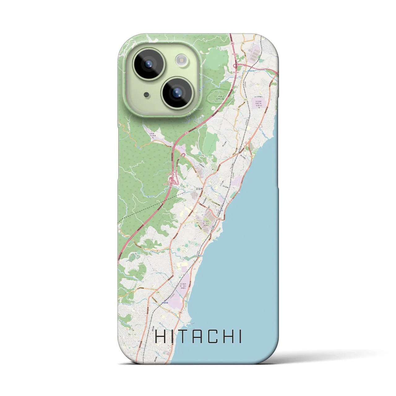 【日立】地図柄iPhoneケース（バックカバータイプ・ナチュラル）iPhone 15 用