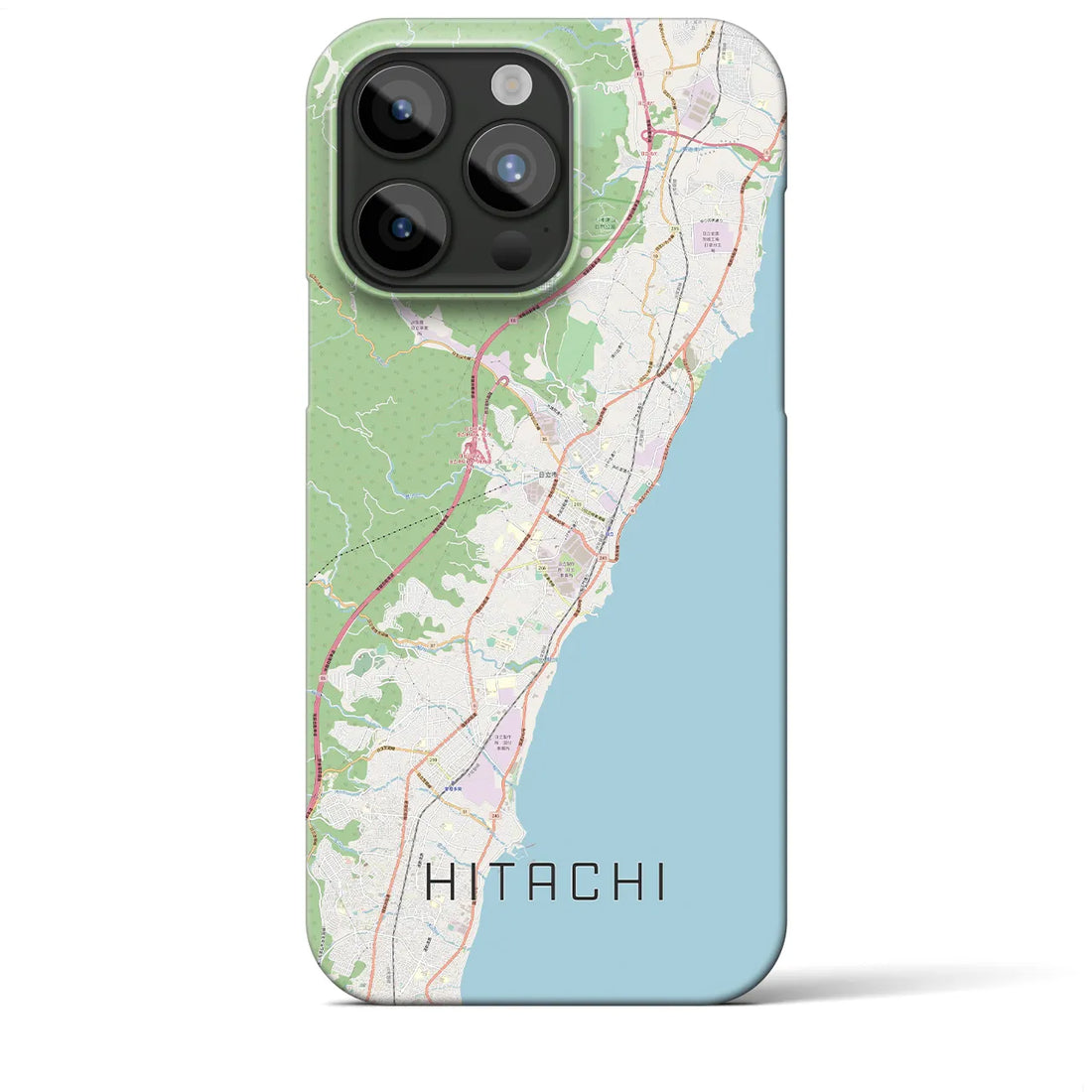 【日立】地図柄iPhoneケース（バックカバータイプ・ナチュラル）iPhone 15 Pro Max 用