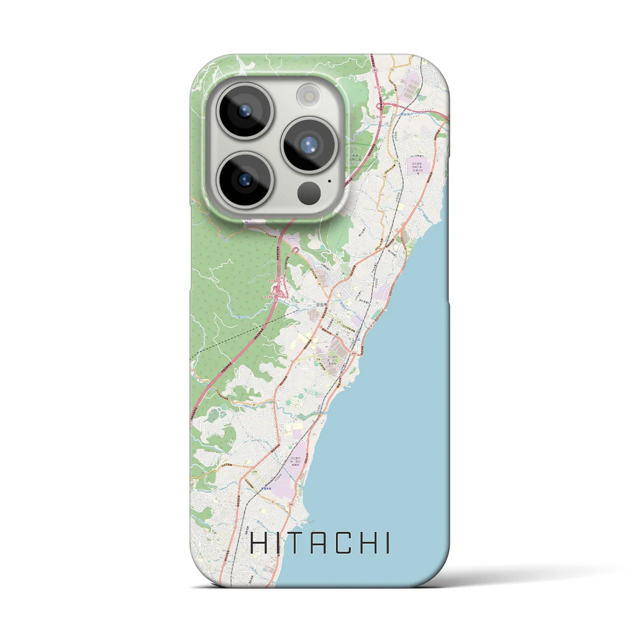 【日立】地図柄iPhoneケース（バックカバータイプ・ナチュラル）iPhone 15 Pro 用