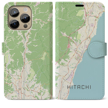 【日立】地図柄iPhoneケース（手帳両面タイプ・ナチュラル）iPhone 14 Pro Max 用