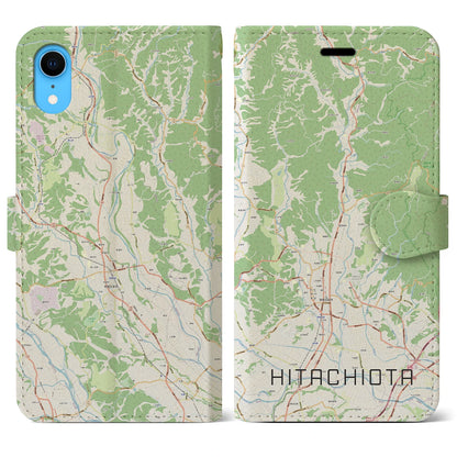 【常陸太田】地図柄iPhoneケース（手帳両面タイプ・ナチュラル）iPhone XR 用