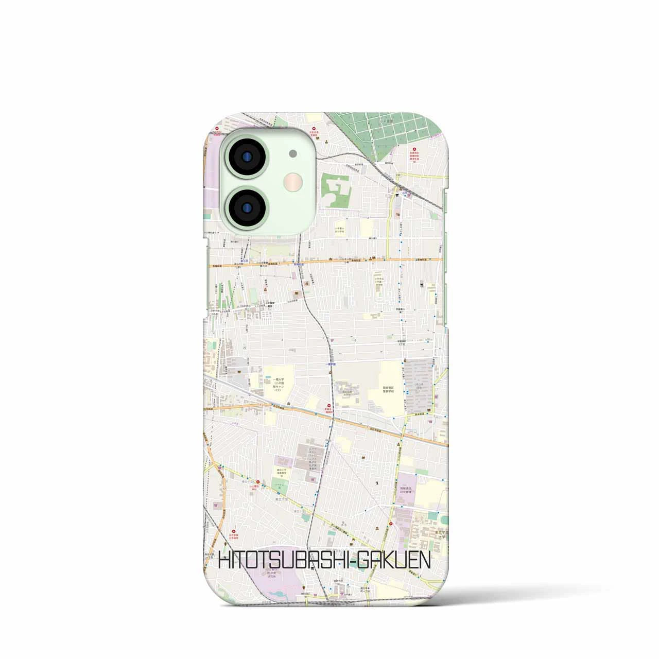 【一橋学園】地図柄iPhoneケース（バックカバータイプ・ナチュラル）iPhone 12 mini 用