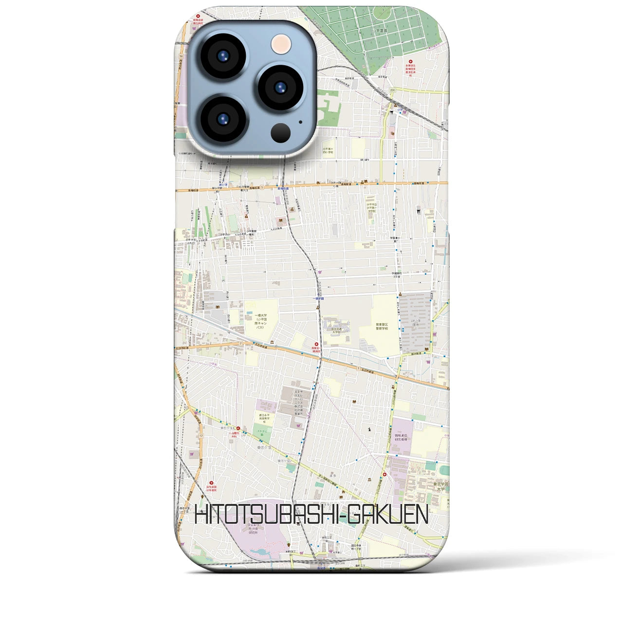 【一橋学園】地図柄iPhoneケース（バックカバータイプ・ナチュラル）iPhone 13 Pro Max 用