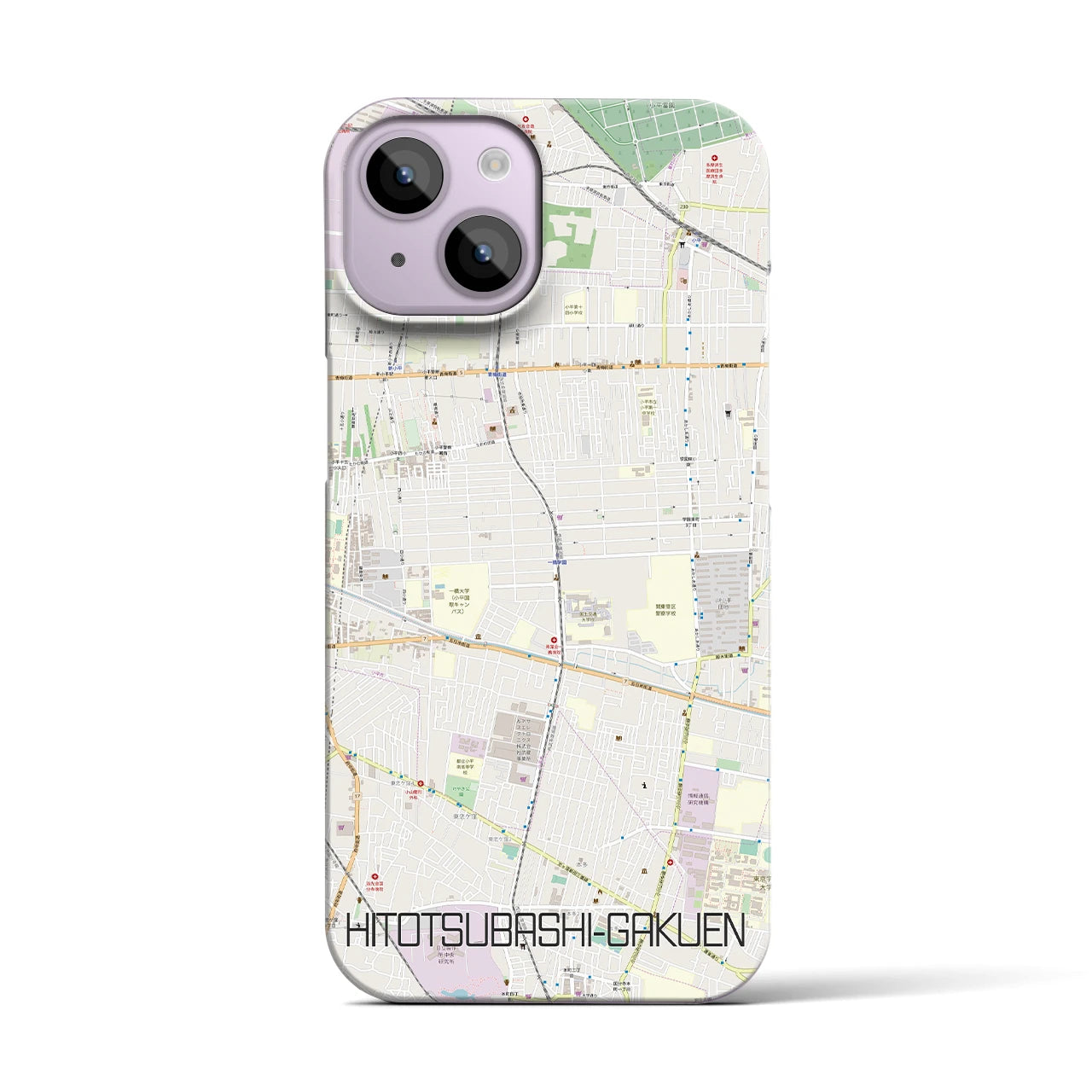 【一橋学園】地図柄iPhoneケース（バックカバータイプ・ナチュラル）iPhone 14 用