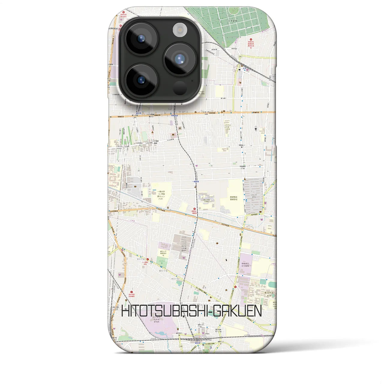 【一橋学園】地図柄iPhoneケース（バックカバータイプ・ナチュラル）iPhone 15 Pro Max 用