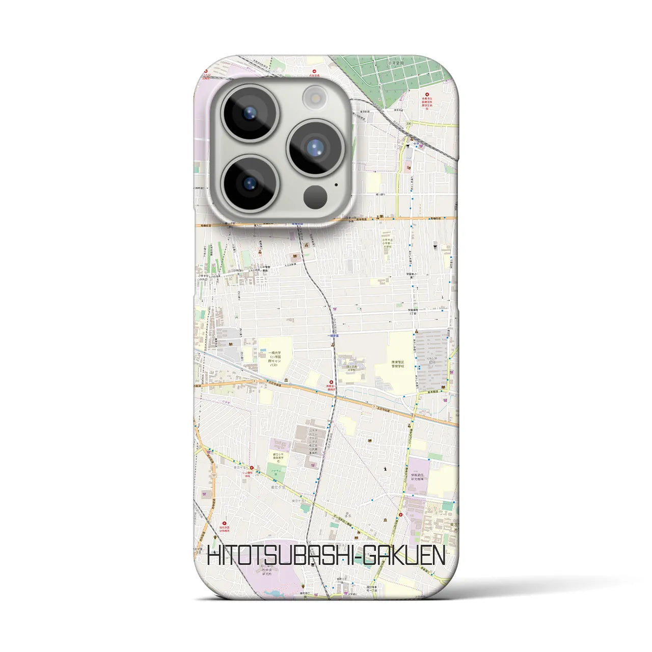【一橋学園】地図柄iPhoneケース（バックカバータイプ・ナチュラル）iPhone 15 Pro 用