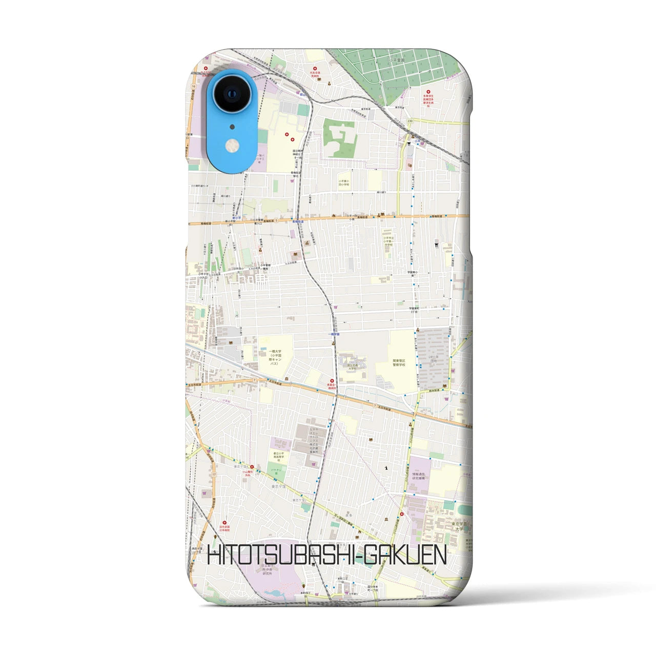 【一橋学園】地図柄iPhoneケース（バックカバータイプ・ナチュラル）iPhone XR 用