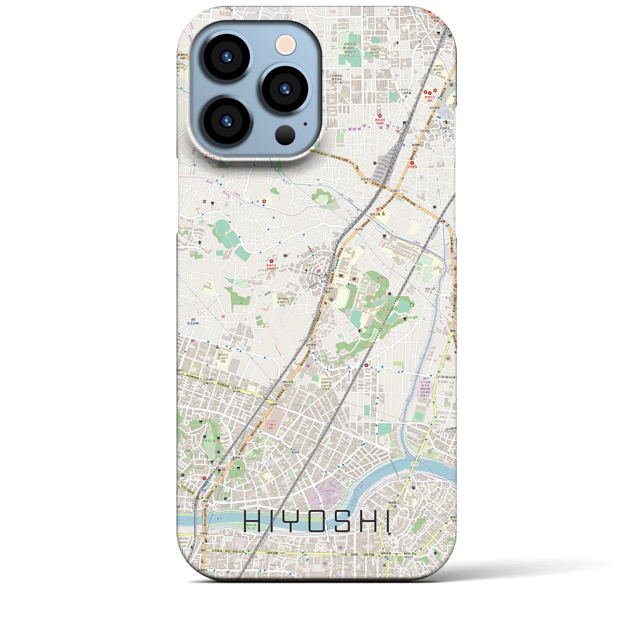 【日吉】地図柄iPhoneケース（バックカバータイプ・ナチュラル）iPhone 13 Pro Max 用