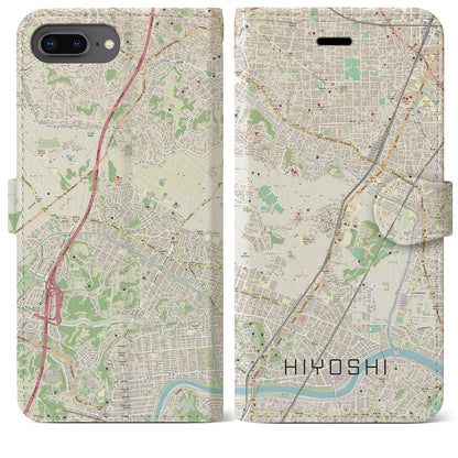 【日吉（神奈川県）】地図柄iPhoneケース（手帳タイプ）ナチュラル・iPhone 8Plus /7Plus / 6sPlus / 6Plus 用