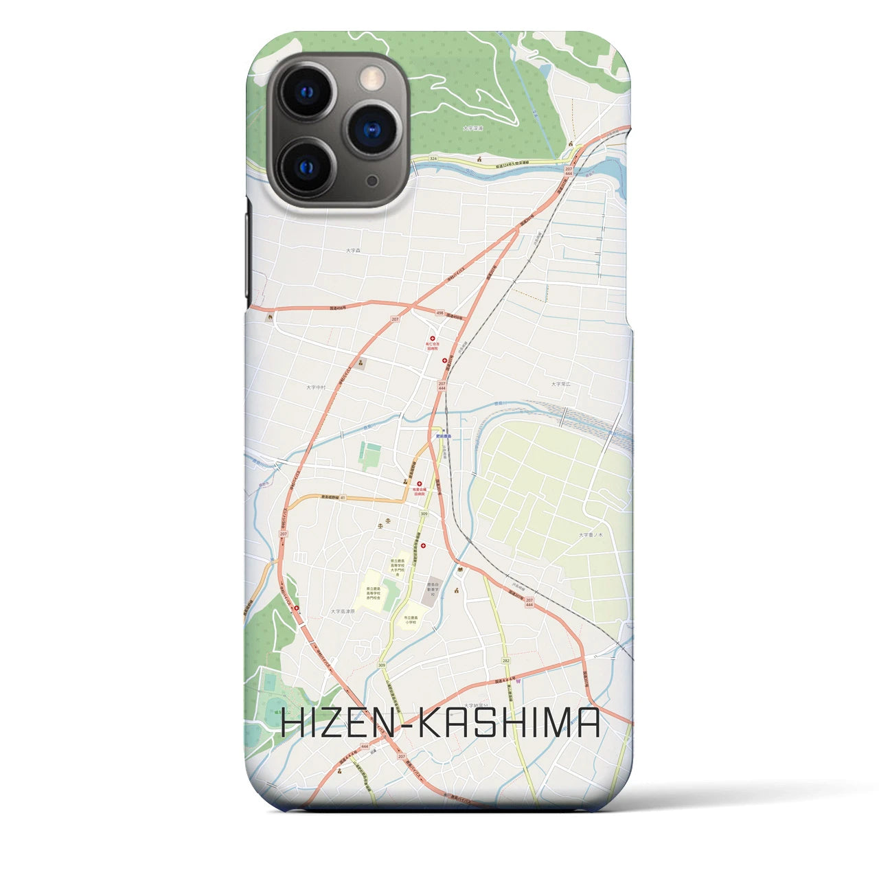 【肥前鹿島】地図柄iPhoneケース（バックカバータイプ・ナチュラル）iPhone 11 Pro Max 用