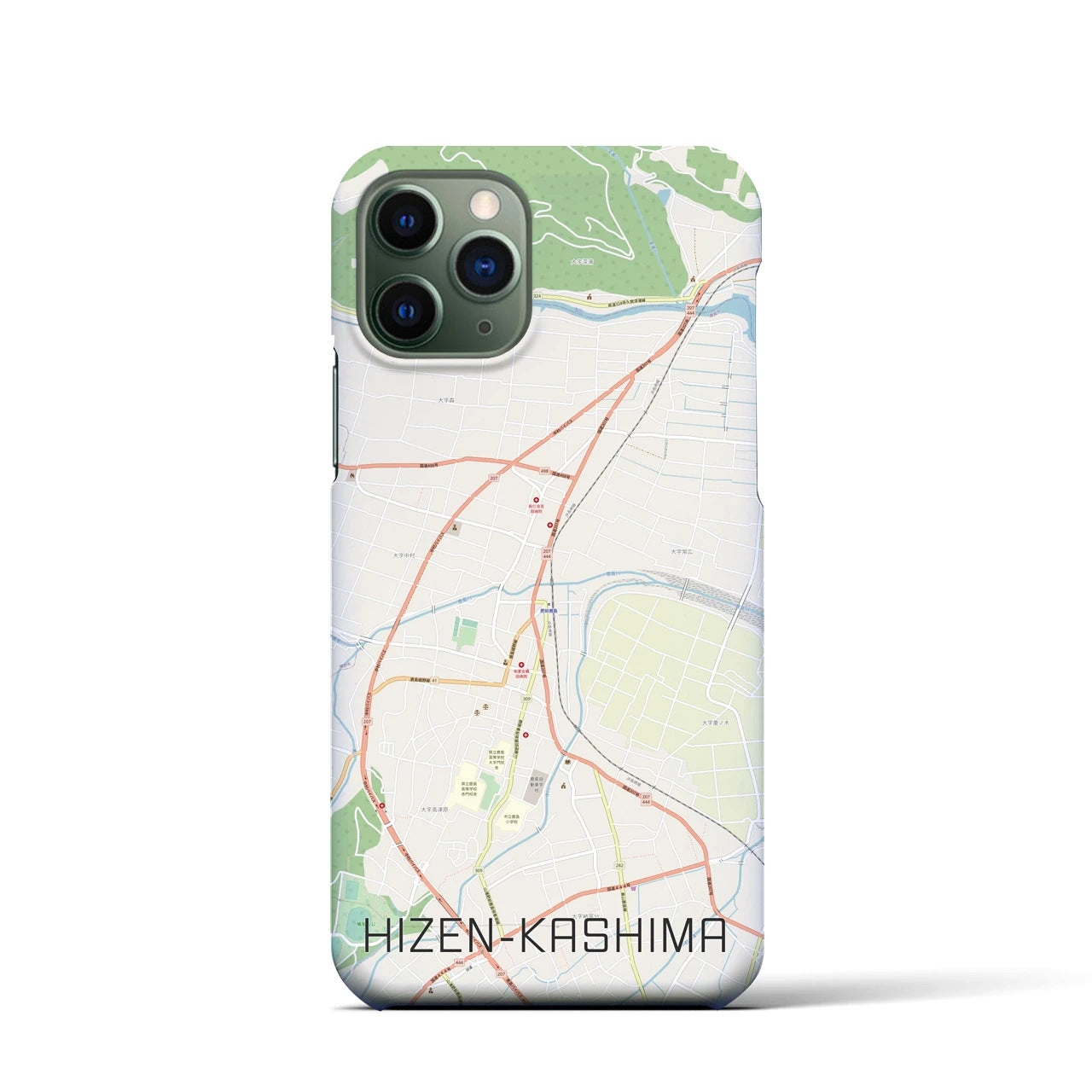 【肥前鹿島】地図柄iPhoneケース（バックカバータイプ・ナチュラル）iPhone 11 Pro 用