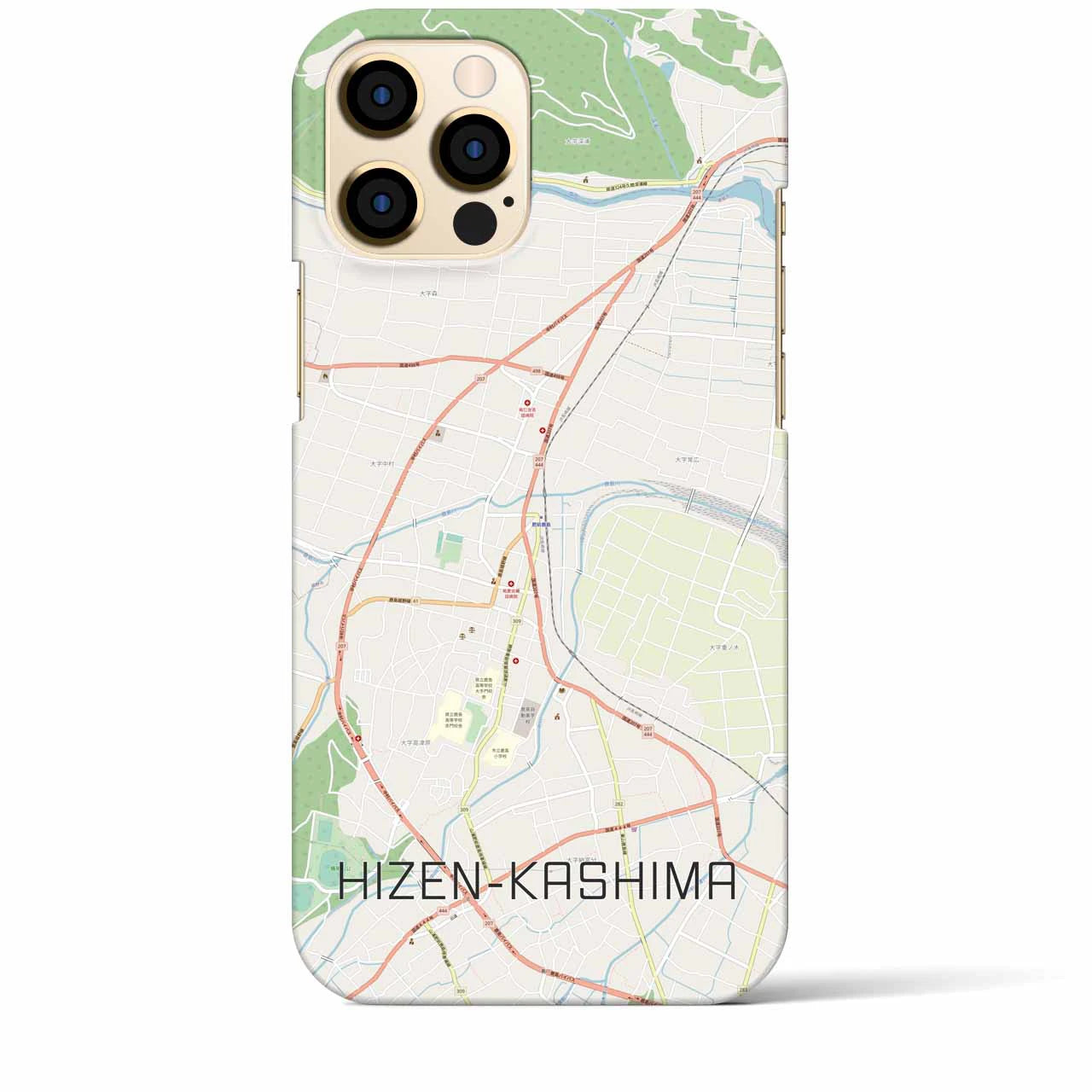 【肥前鹿島】地図柄iPhoneケース（バックカバータイプ・ナチュラル）iPhone 12 Pro Max 用