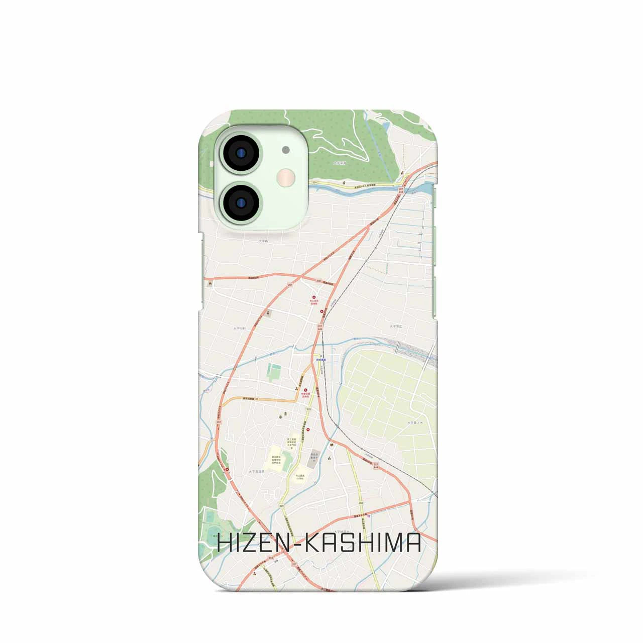 【肥前鹿島】地図柄iPhoneケース（バックカバータイプ・ナチュラル）iPhone 12 mini 用