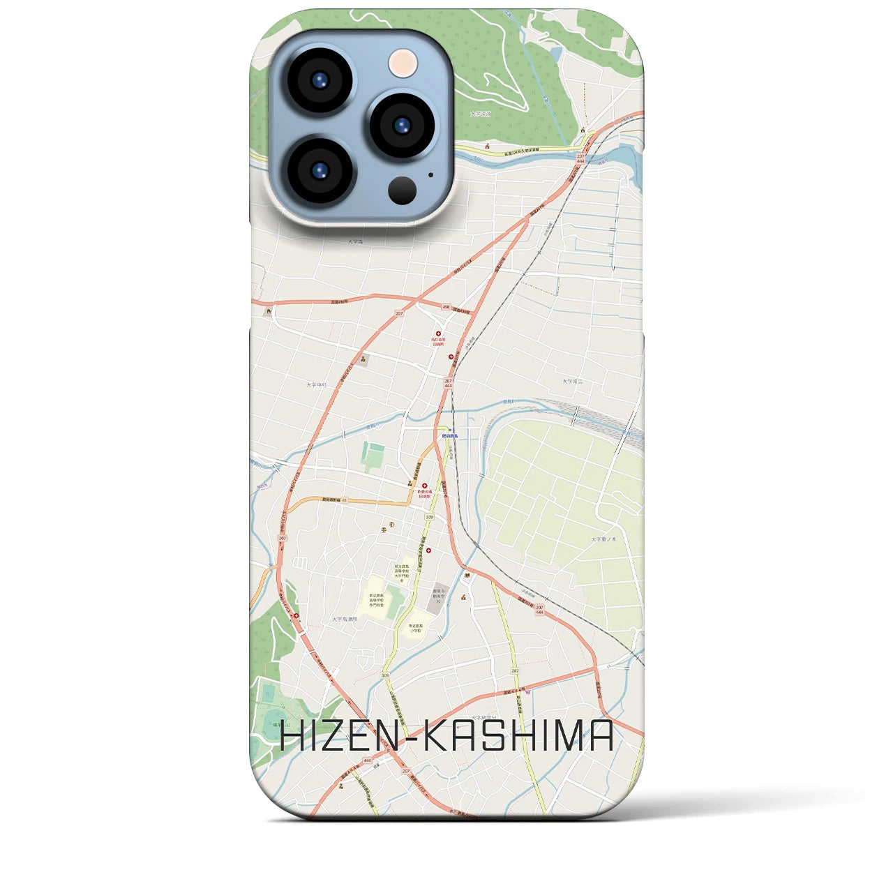 【肥前鹿島】地図柄iPhoneケース（バックカバータイプ・ナチュラル）iPhone 13 Pro Max 用