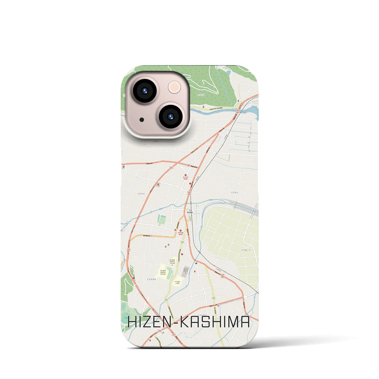 【肥前鹿島】地図柄iPhoneケース（バックカバータイプ・ナチュラル）iPhone 13 mini 用
