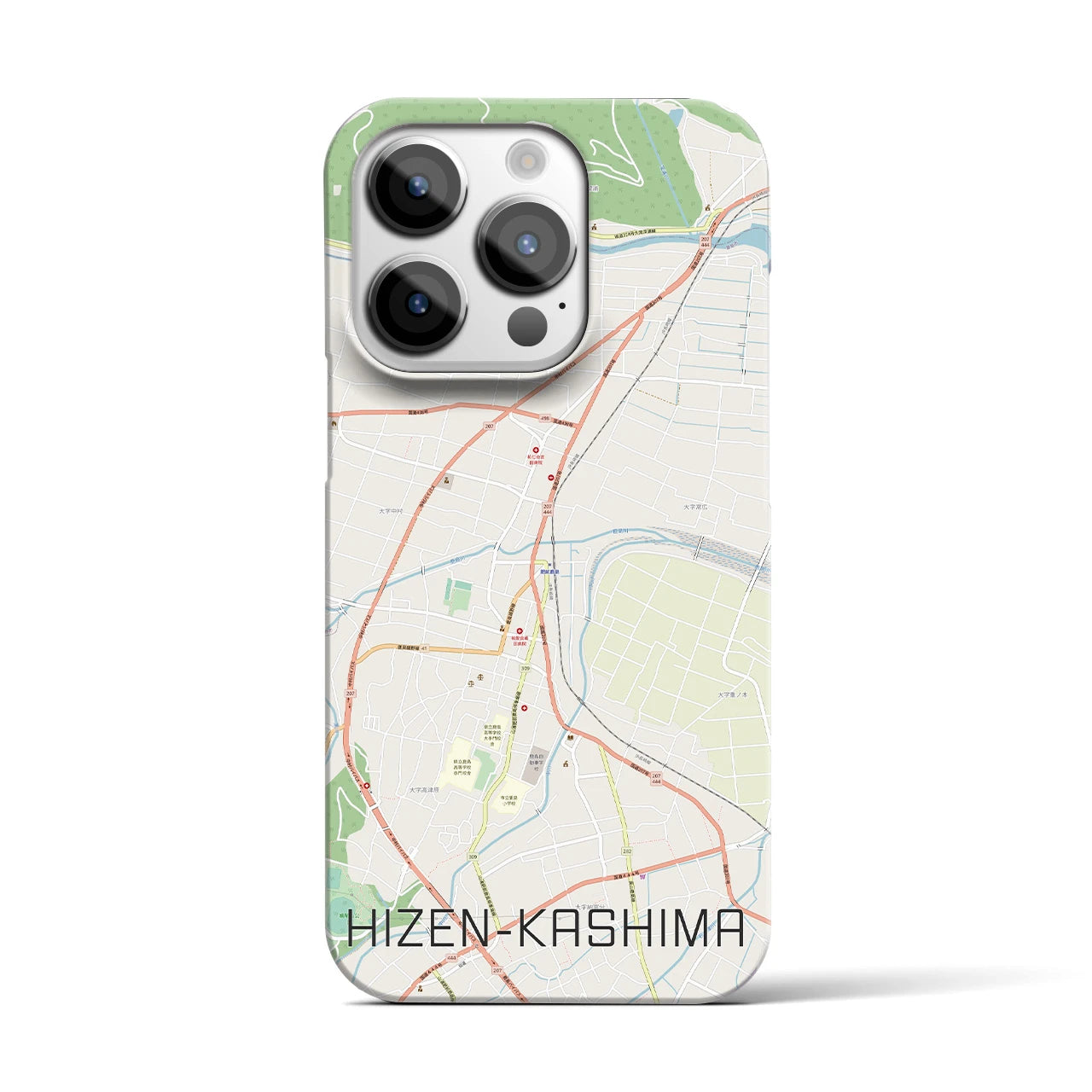 【肥前鹿島】地図柄iPhoneケース（バックカバータイプ・ナチュラル）iPhone 14 Pro 用