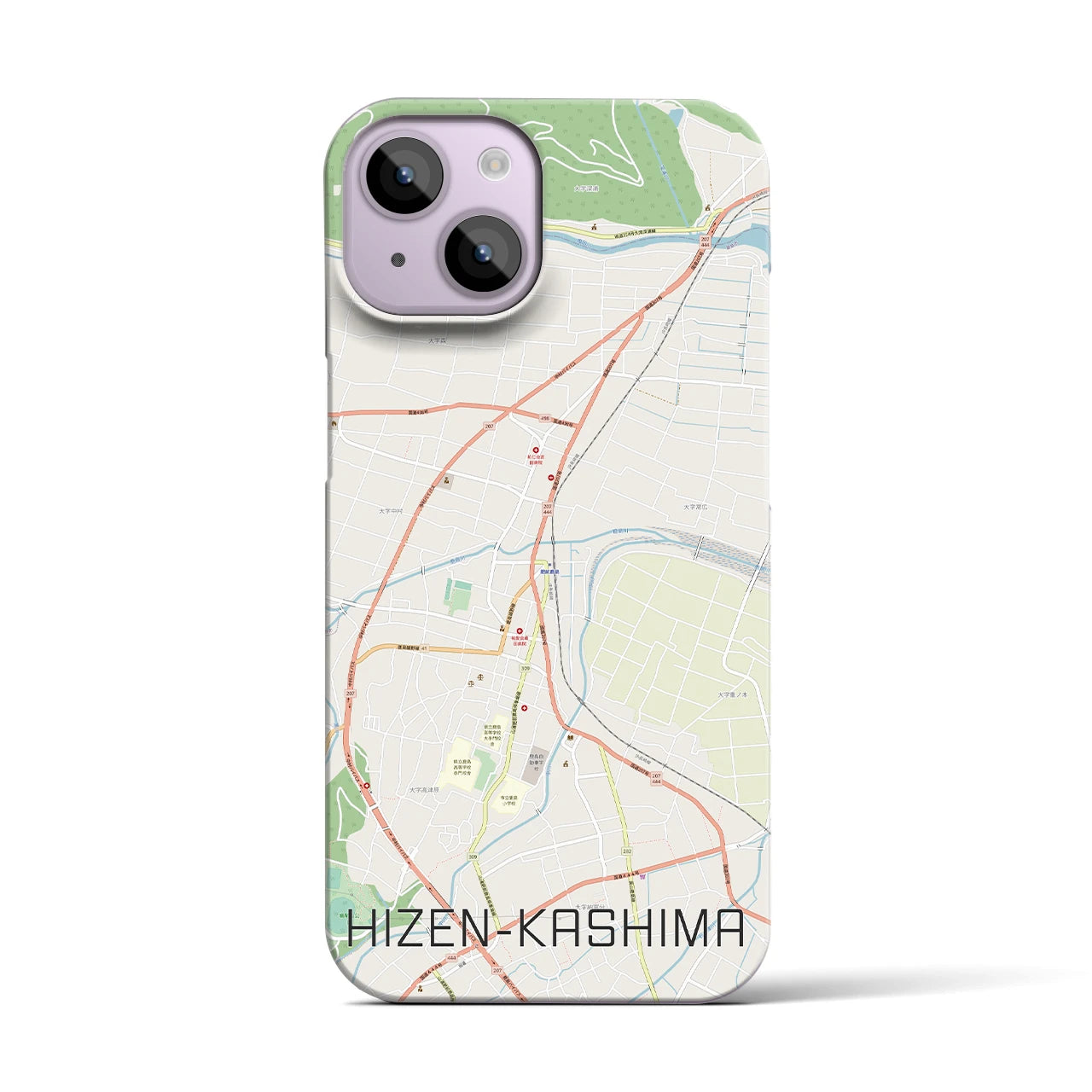【肥前鹿島】地図柄iPhoneケース（バックカバータイプ・ナチュラル）iPhone 14 用