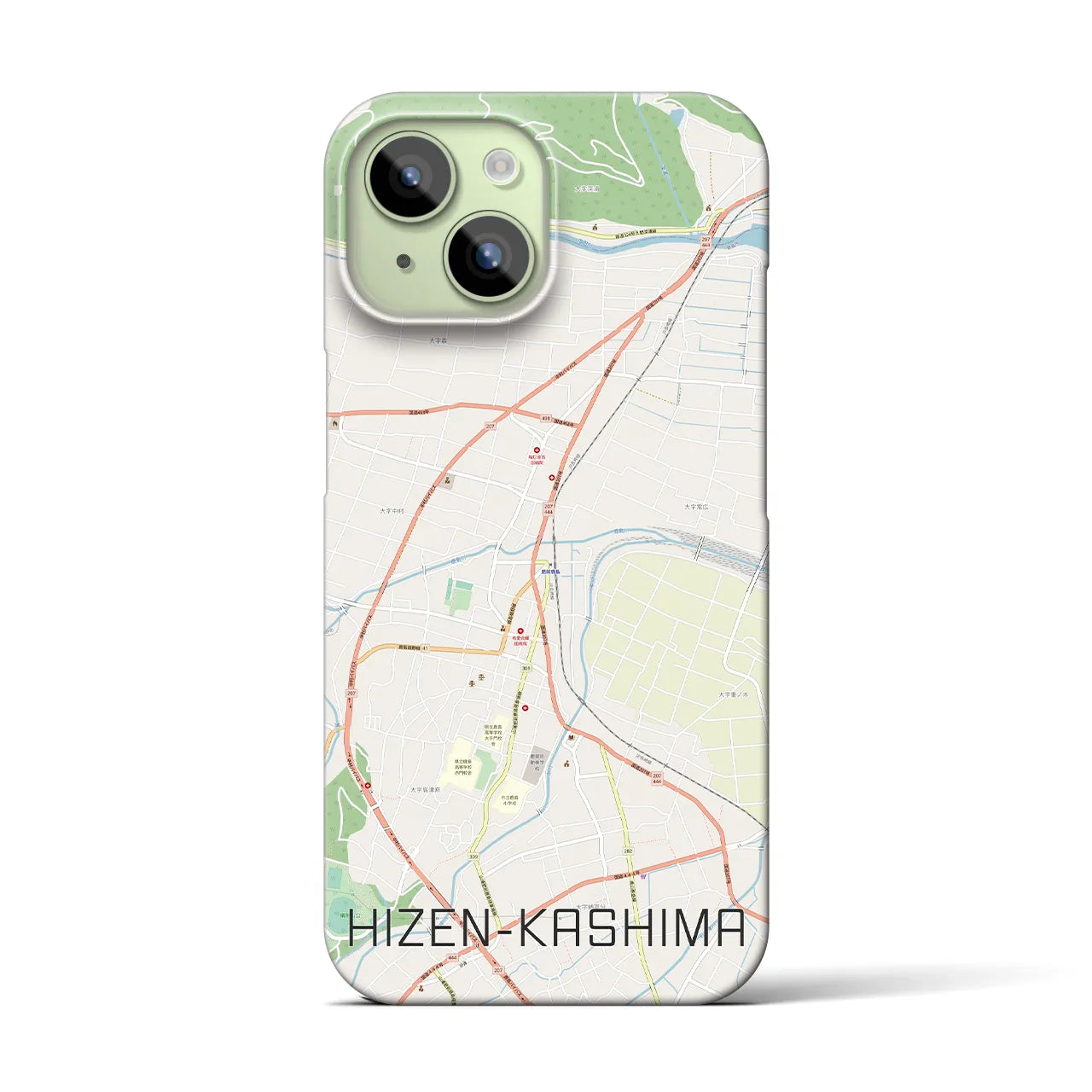 【肥前鹿島】地図柄iPhoneケース（バックカバータイプ・ナチュラル）iPhone 15 用